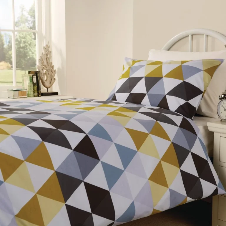 geo olive duvet cover and pillowcase